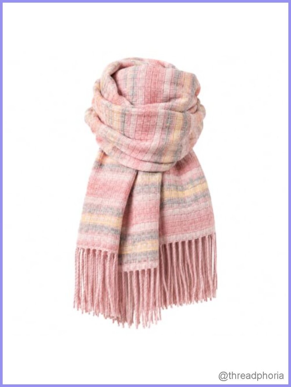 Classic Plaid Tassel Scarf, Oversized Winter Shawl, Soft Thick Knit Wrap